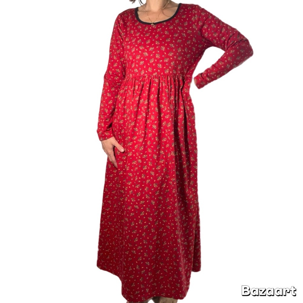 Vintage Hanna Anderssin Red floral cotton Cottagecore Prairie Dress - Picture 6 of 6